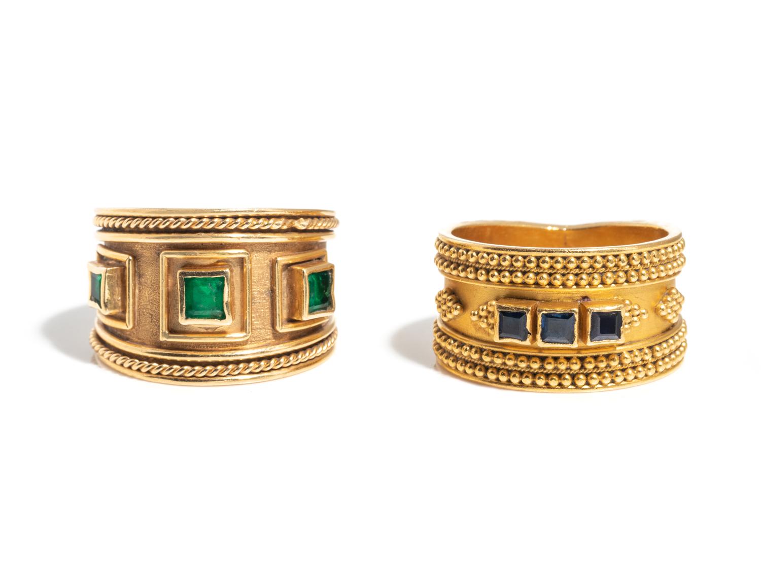 COLLECTION OF YELLOW GOLD AND GEMSTONE RINGS