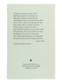 FROST, Robert (1874-1963). Birches [Bread Loaf Folder No. 3]. Middlebury, VT: Bread Loaf School of English, [1929].