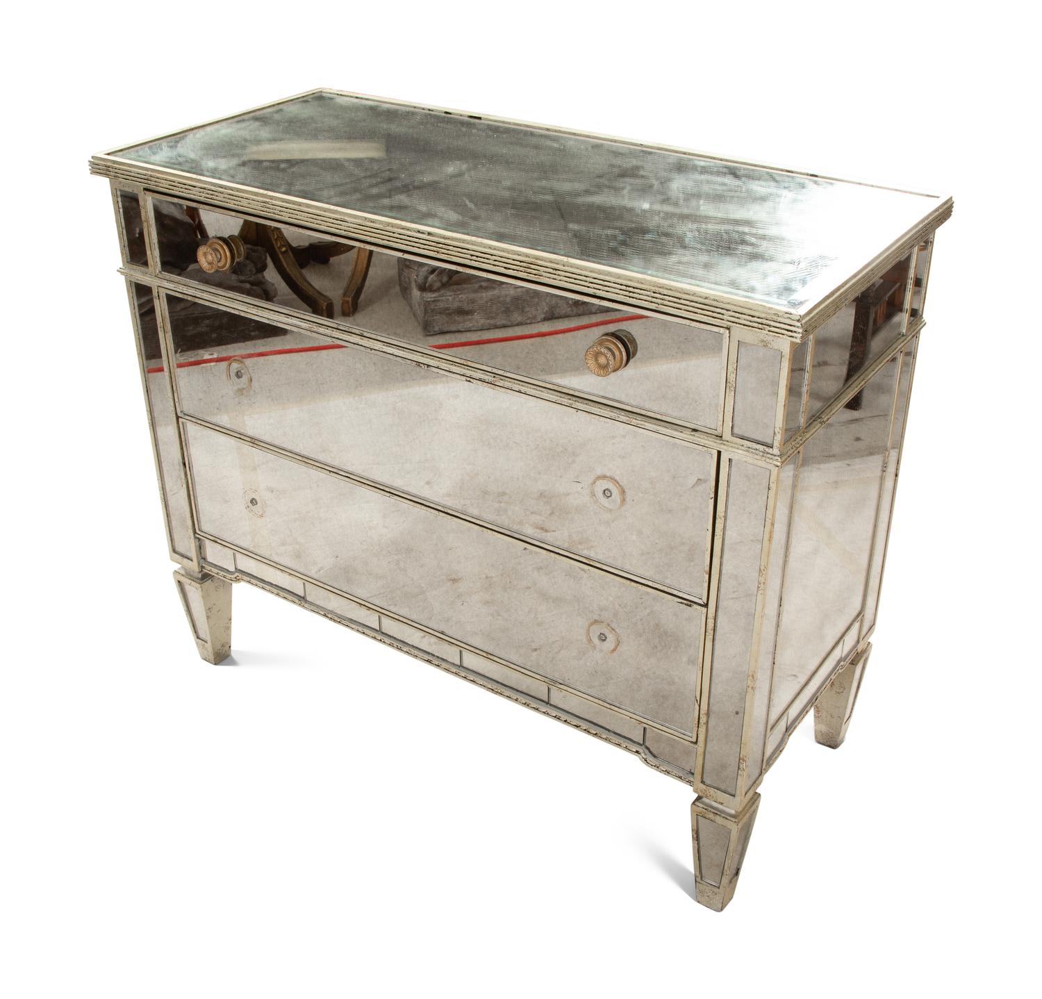 A Pair of Regency Style Mirrored Cabinets