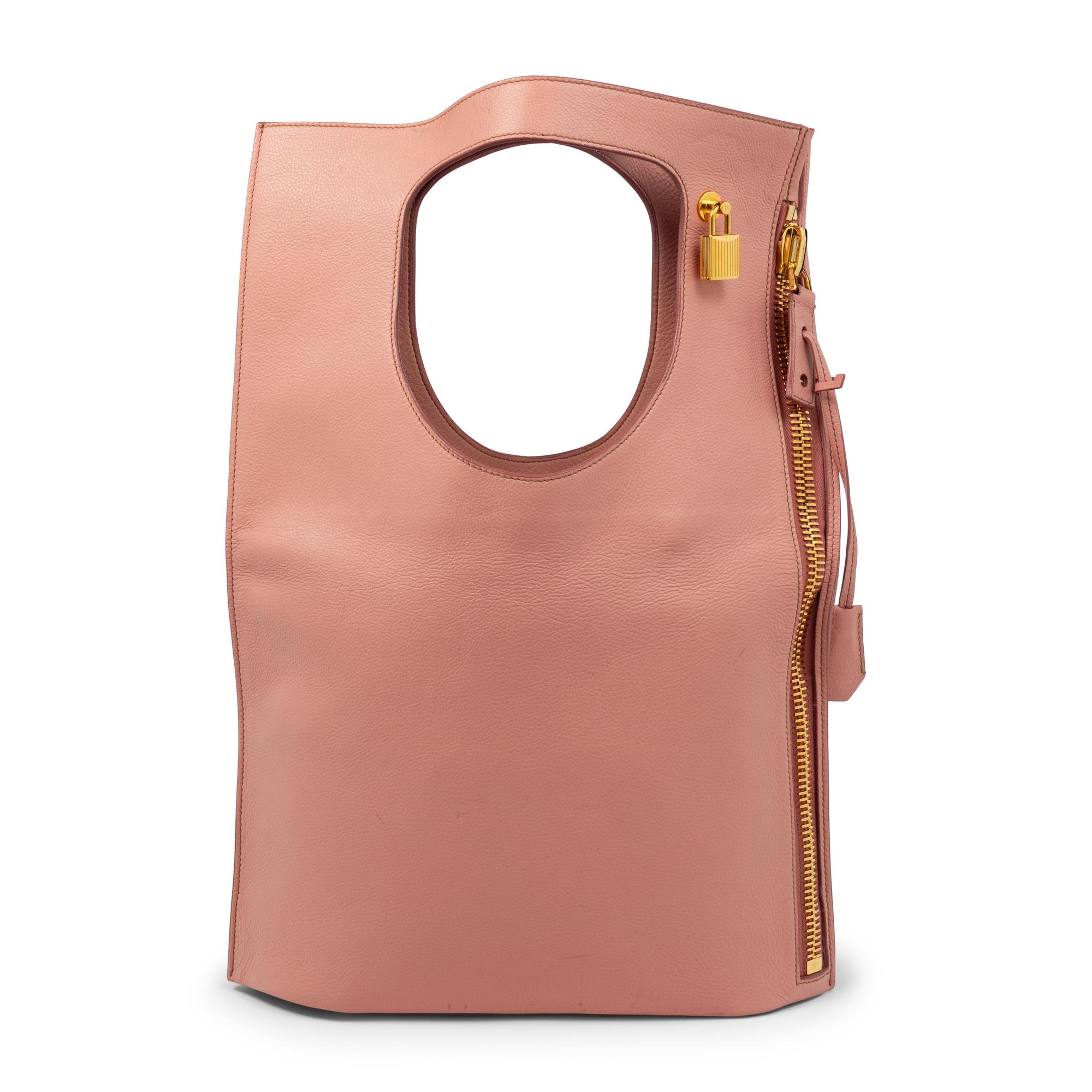 TOM FORD, PINK LEATHER CONVERTIBLE TOTE