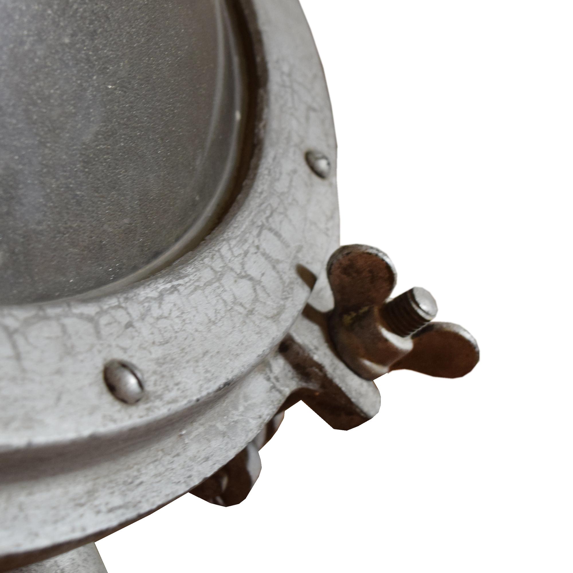 An Industrial Glass and Metal Light Fixture 20" W x 12" D x 20" H — United States, Circa 1950
