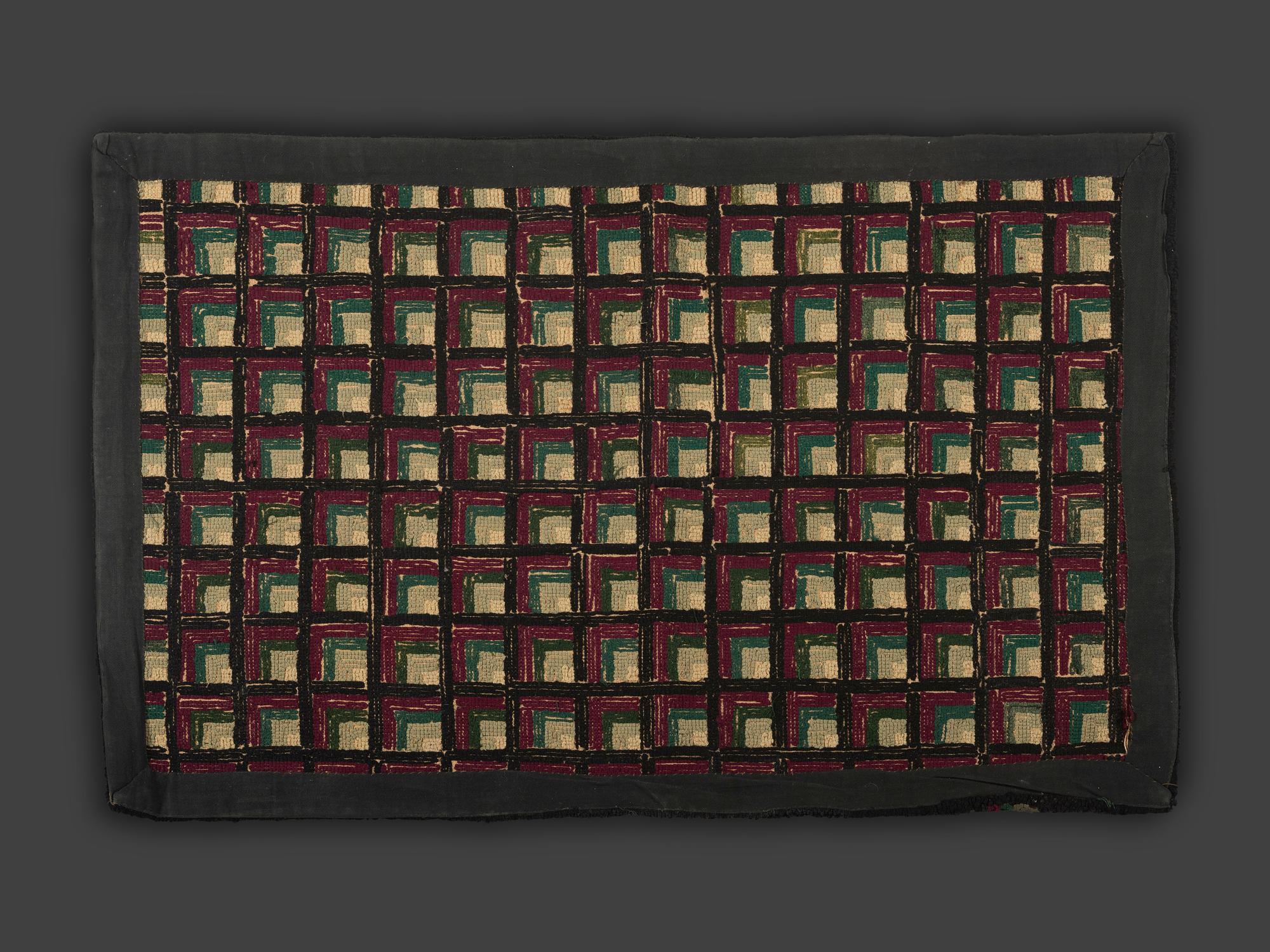 Two American Geometric Hooked Rugs