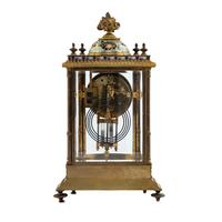 A French Brass and Champlevé Enamel Mantel Clock