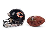 A Richard Dent Signed Autograph Chicago Bears Helmet and Wilson NFL Football (Beckett Authentication Services BAS Certified)
