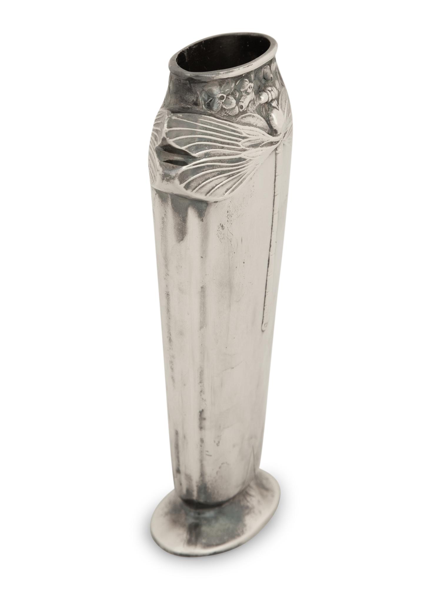 A Christofle Silver Plate Dragonfly Vase — 20th Century