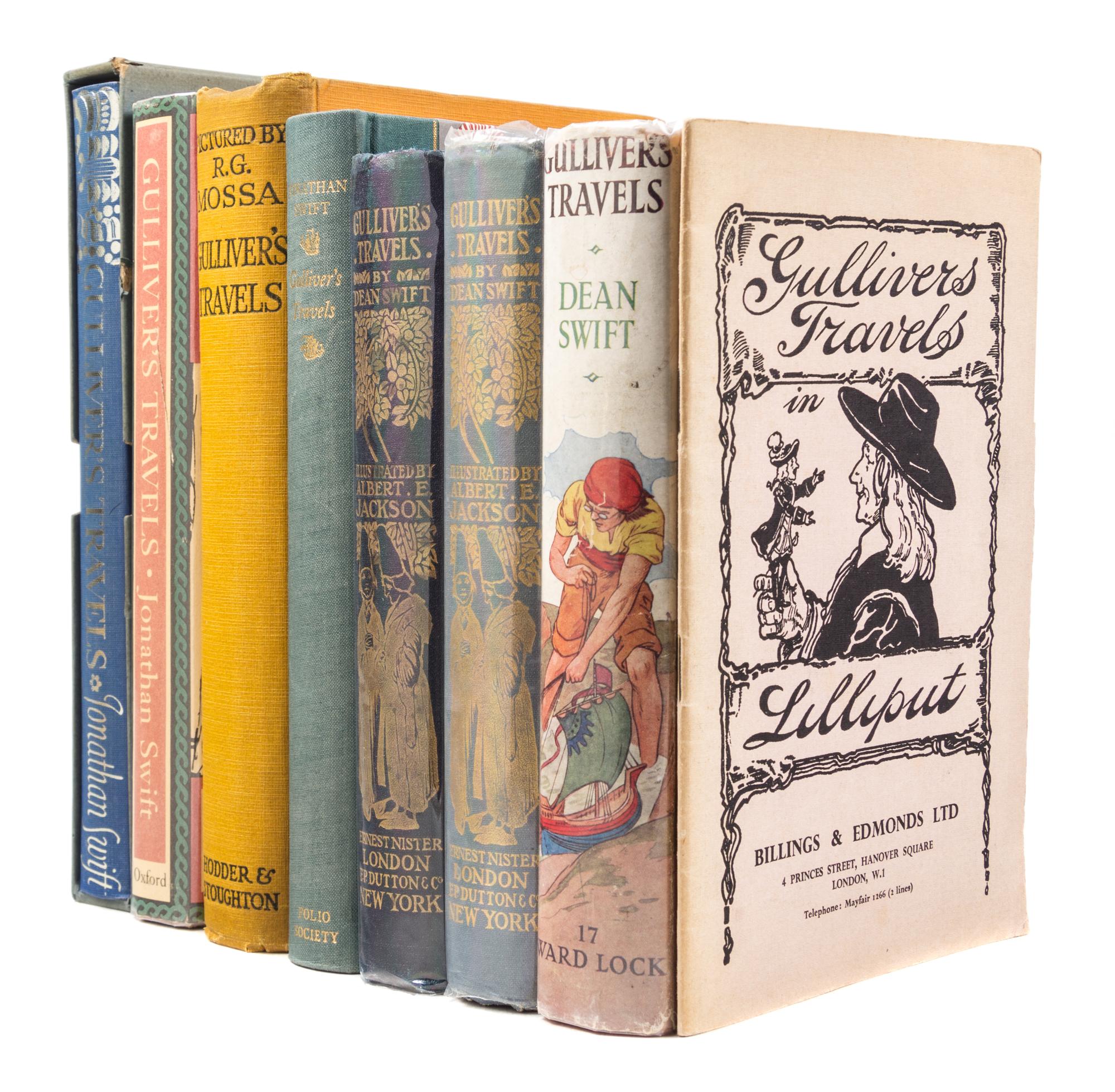 (GULLIVER'S TRAVELS) SWIFT, JONATHAN. A group of eight various editions of Gulliver's Travels.