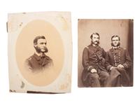 [NAVY]. A pair of large format albumen portraits of naval officers with distinct facial hair, comprising: