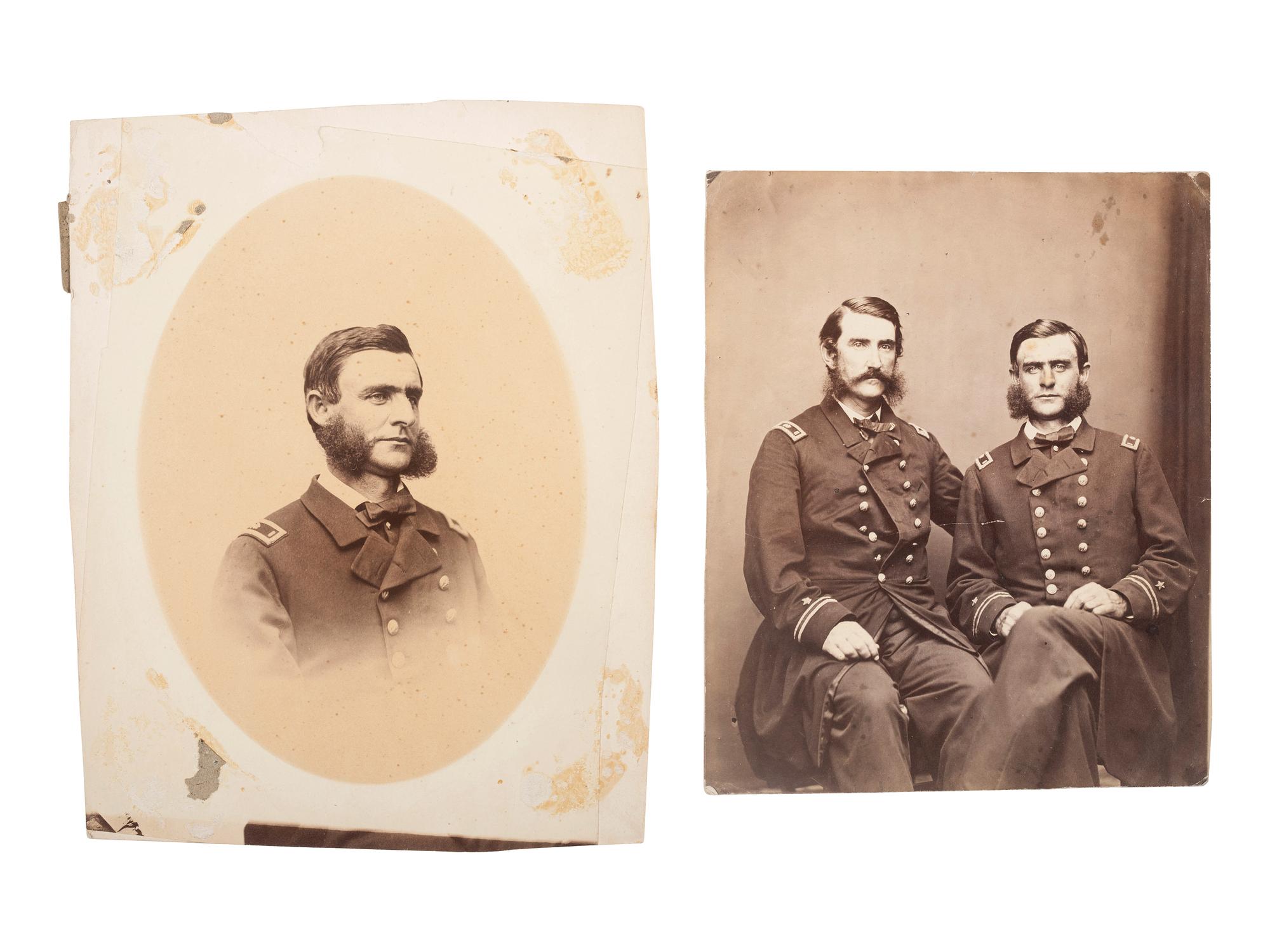 [NAVY]. A pair of large format albumen portraits of naval officers with distinct facial hair, comprising: