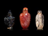 Three Chinese Precious Stone Snuff Bottles