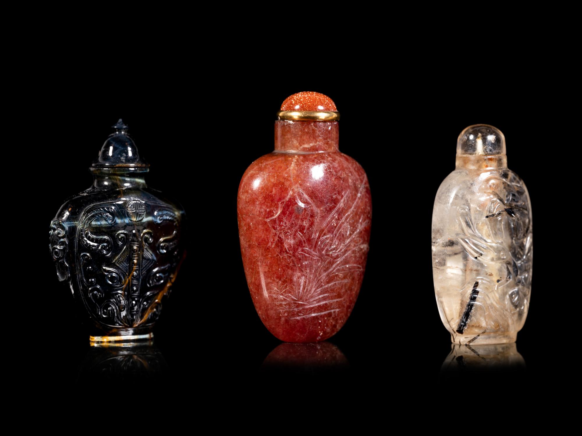 Three Chinese Precious Stone Snuff Bottles