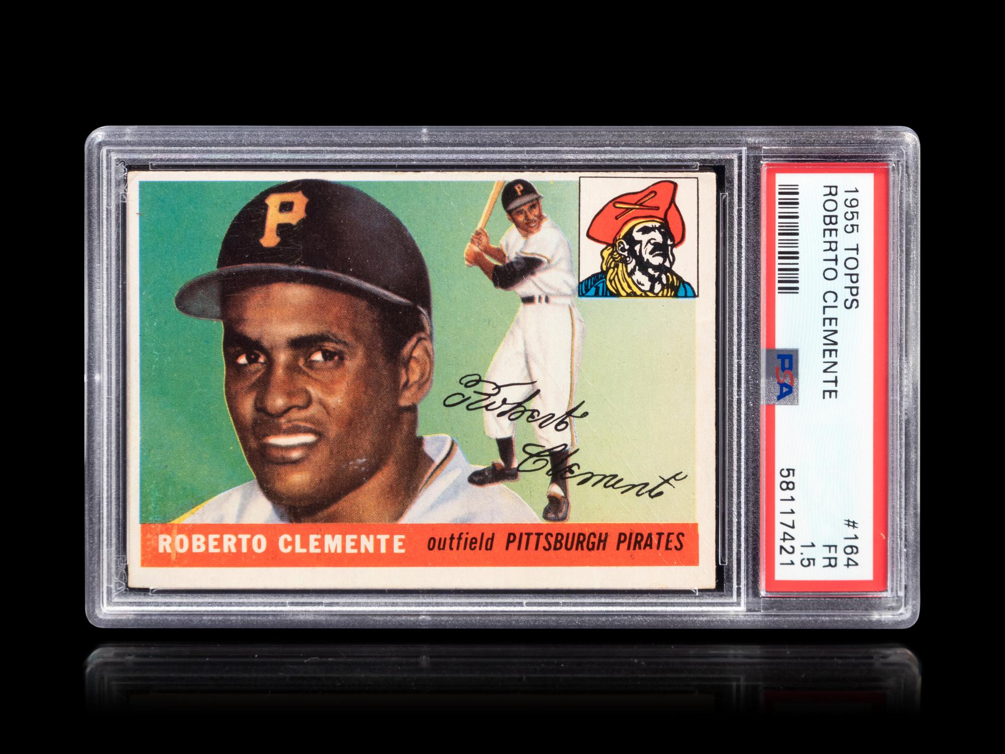 A 1955 Topps Roberto Clemente Rookie Baseball Card No. 164, PSA 1.5