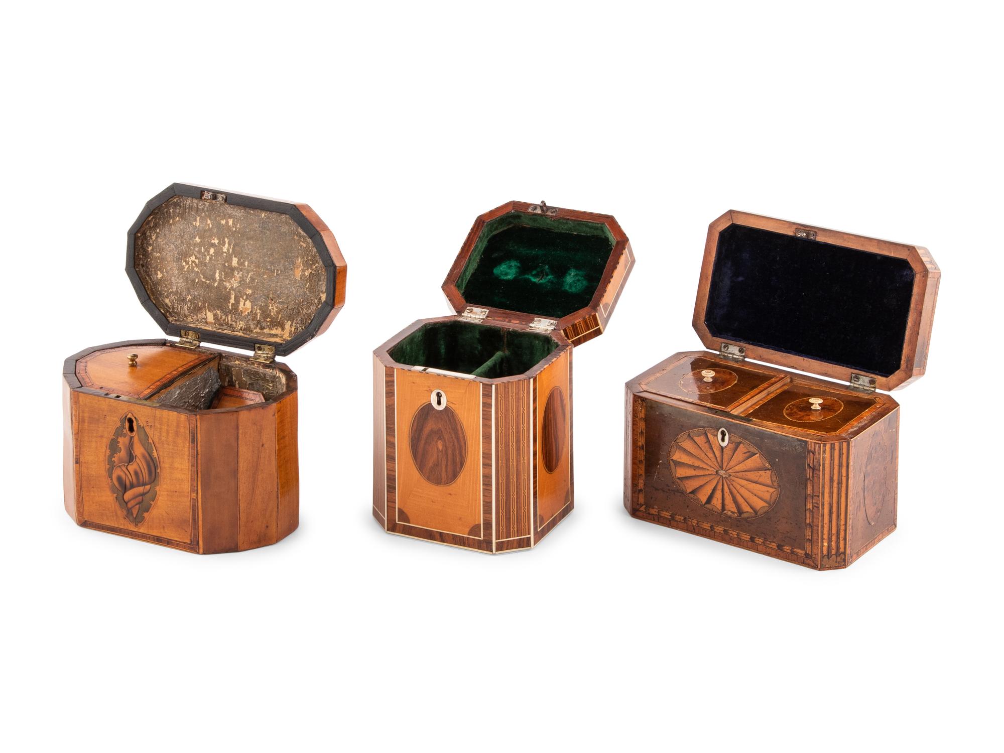 A Group of Three George III Tea Caddies