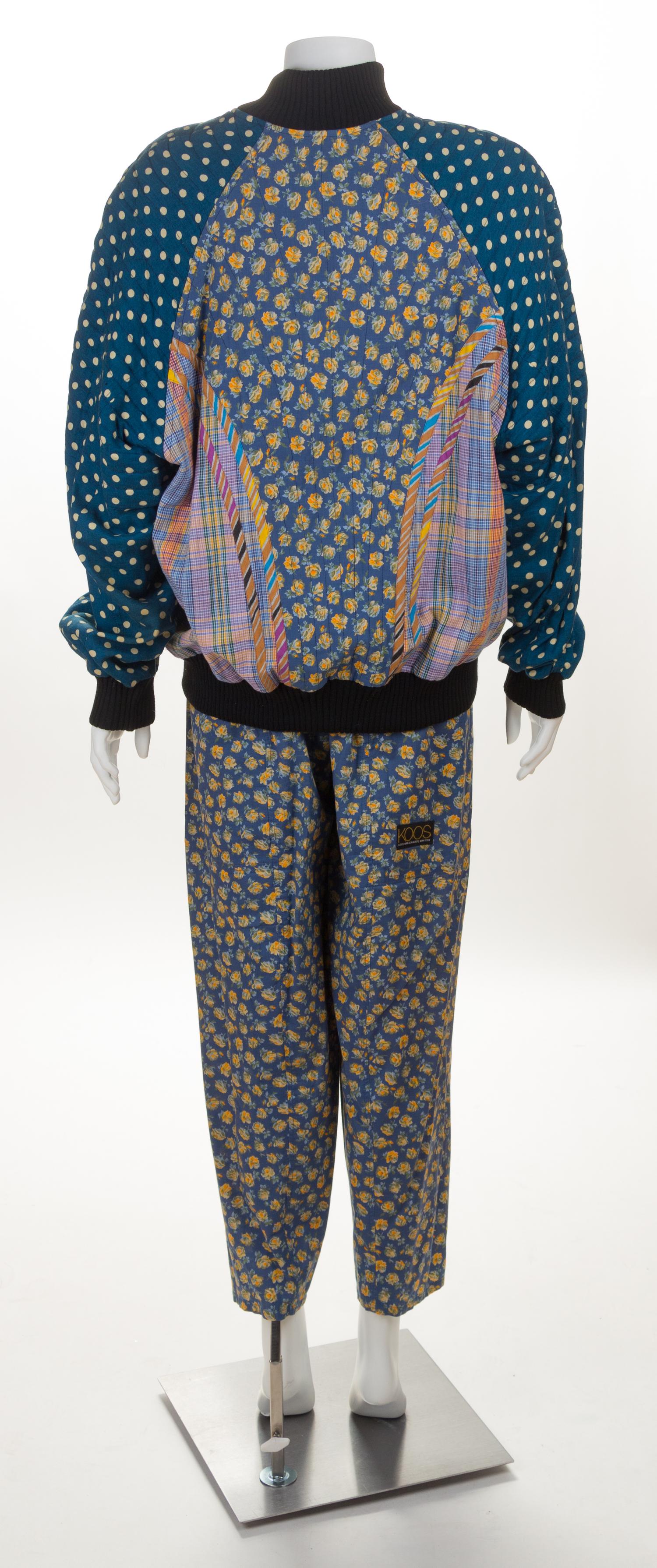 A Koos Multicolor Cotton Three Piece Pant Ensemble Jacket no size; Top and pant size medium.