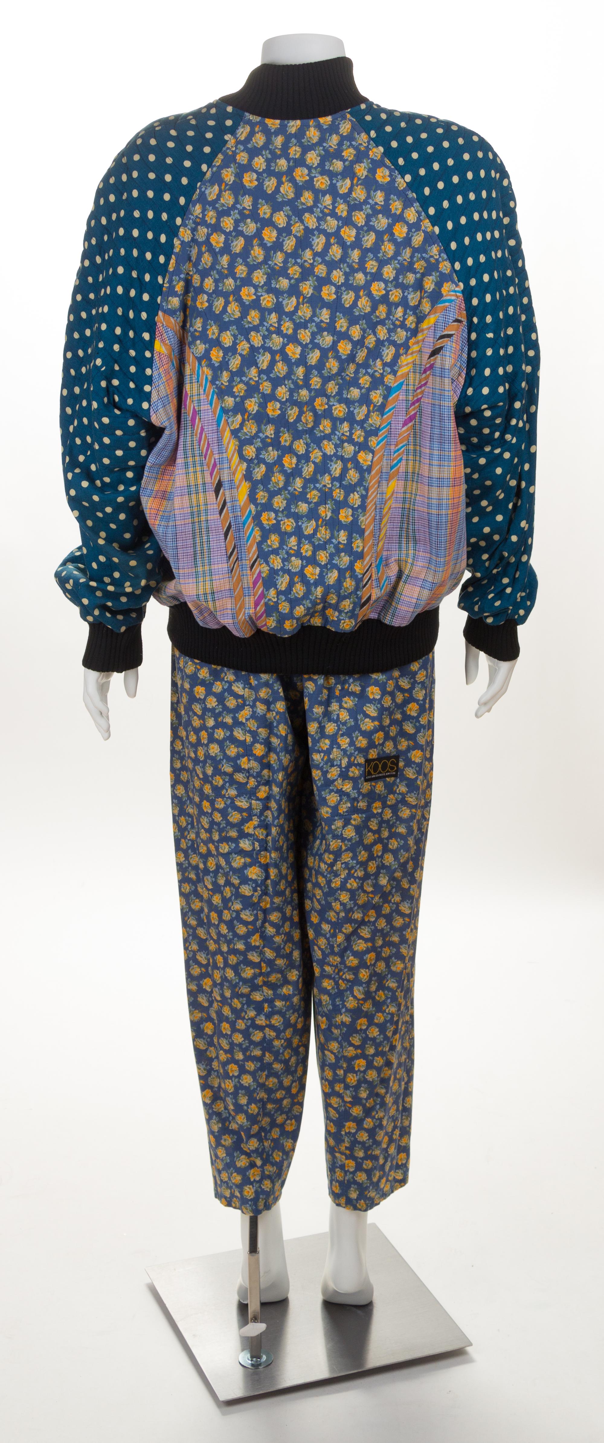 A Koos Multicolor Cotton Three Piece Pant Ensemble Jacket no size; Top and pant size medium.