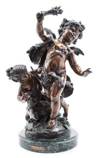 A Continental Bronze Figural Group Height 16 1/4 inches. — AFTER AUGUSTE MOREAU