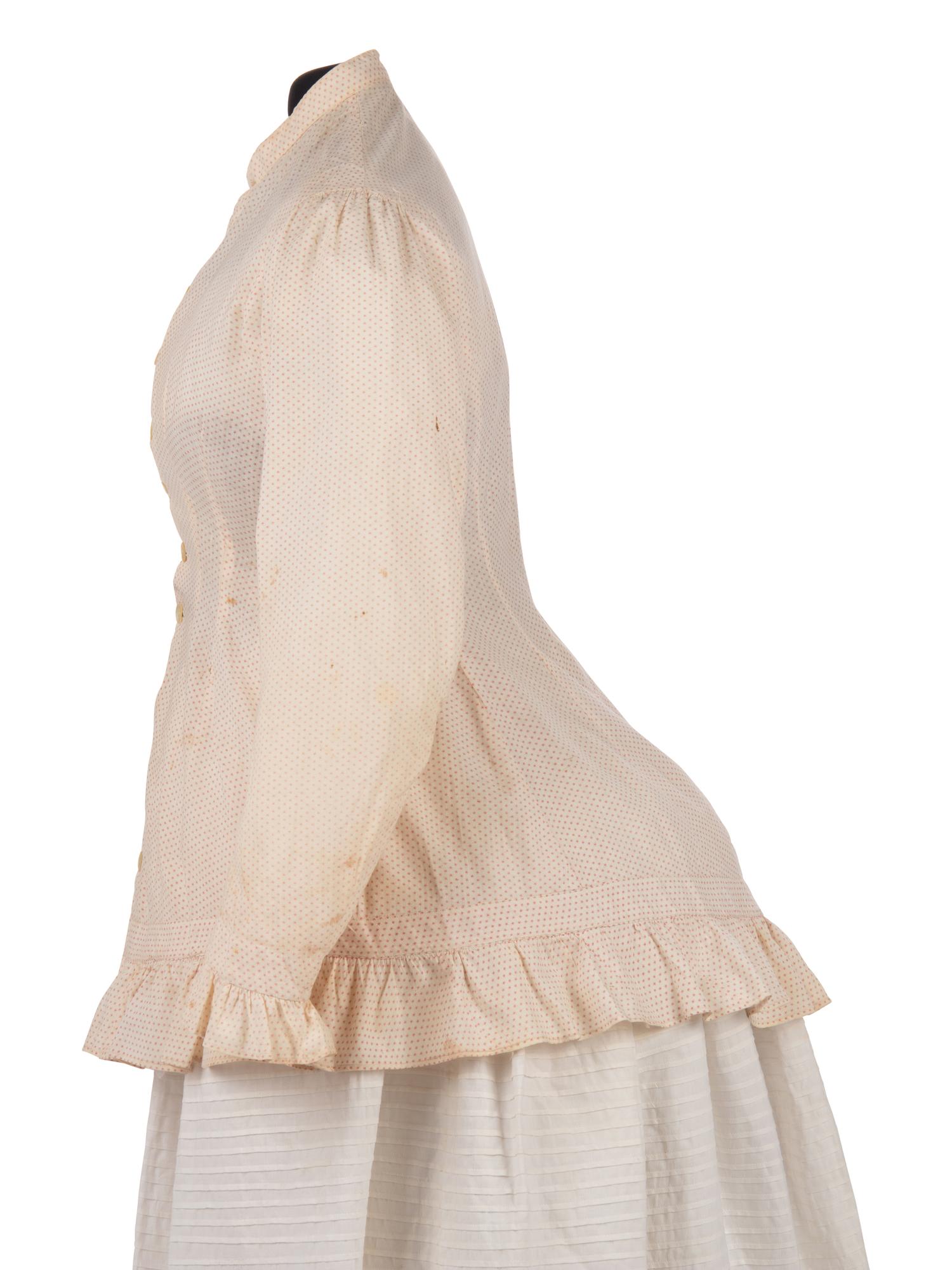 Two Printed Cotton Dresses, and One Blouse, 1870-80s