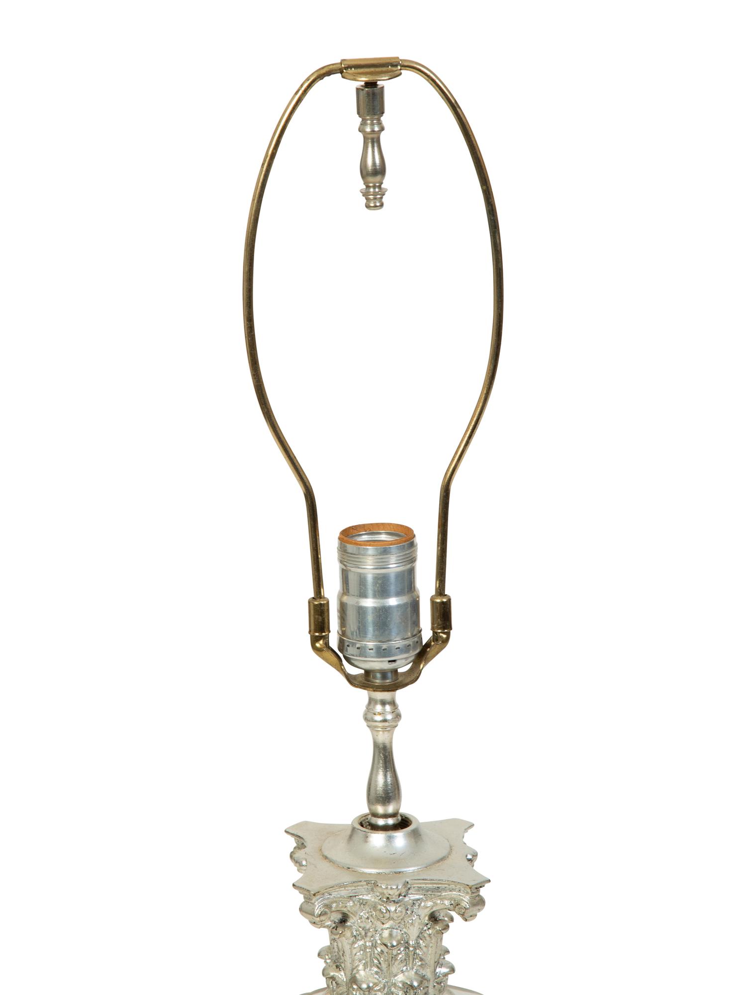 A Pair of Regency Cut-Glass and Silvered Metal Candlesticks Mounted as Lamps — LATE 19TH CENTURY
