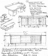 Double-pedestal desk with Asa-No-Ha panel, 2010 Nakashima Studio, USA