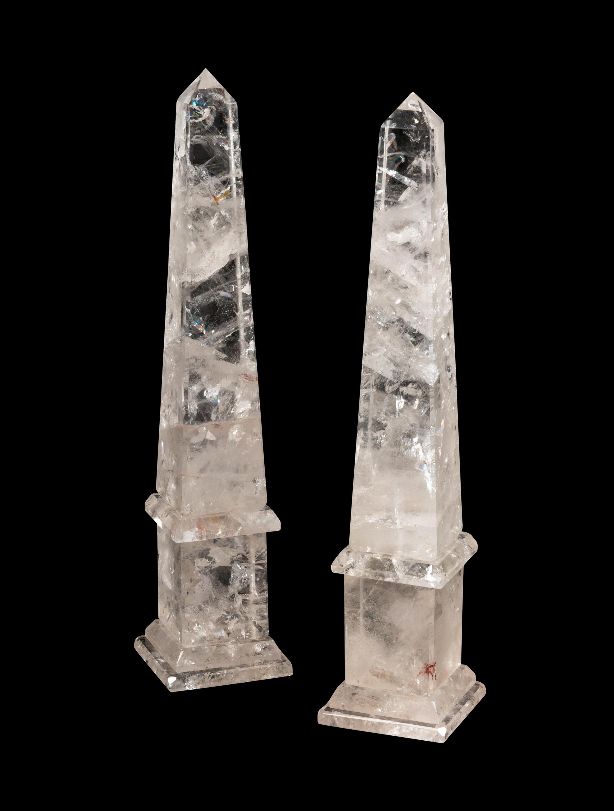A Pair of Rock Crystal Obelisks