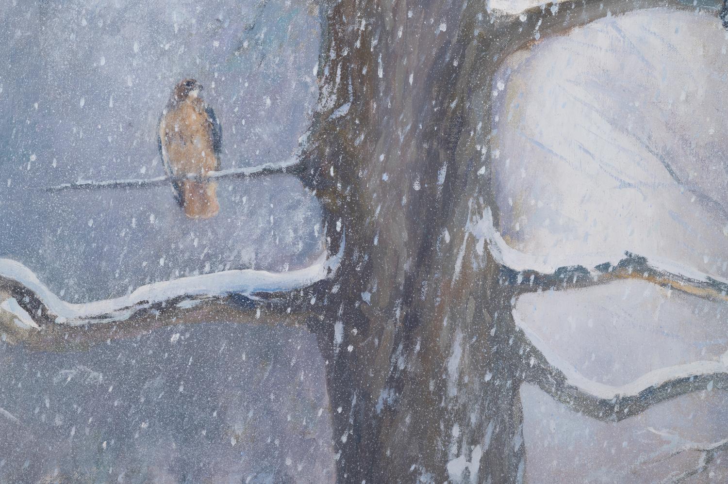 Snowy Landscape with Hawk
