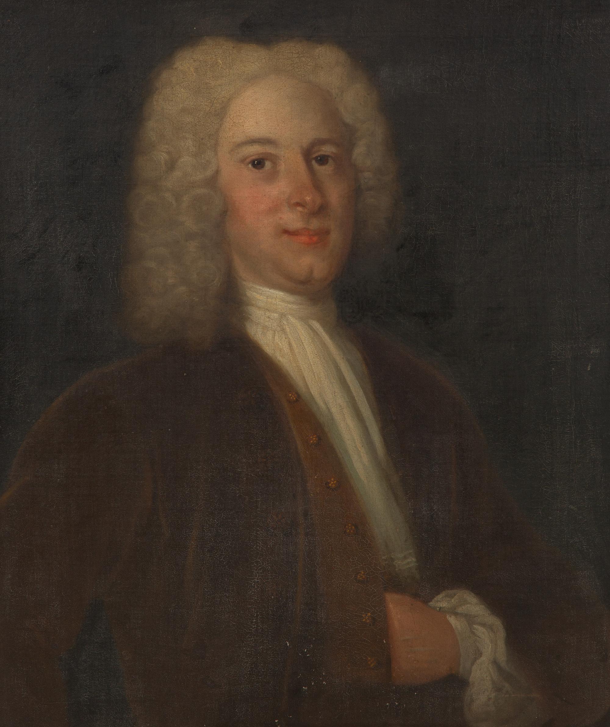 Portrait of a Gentleman , half-length, in a brown jacket and white cravat