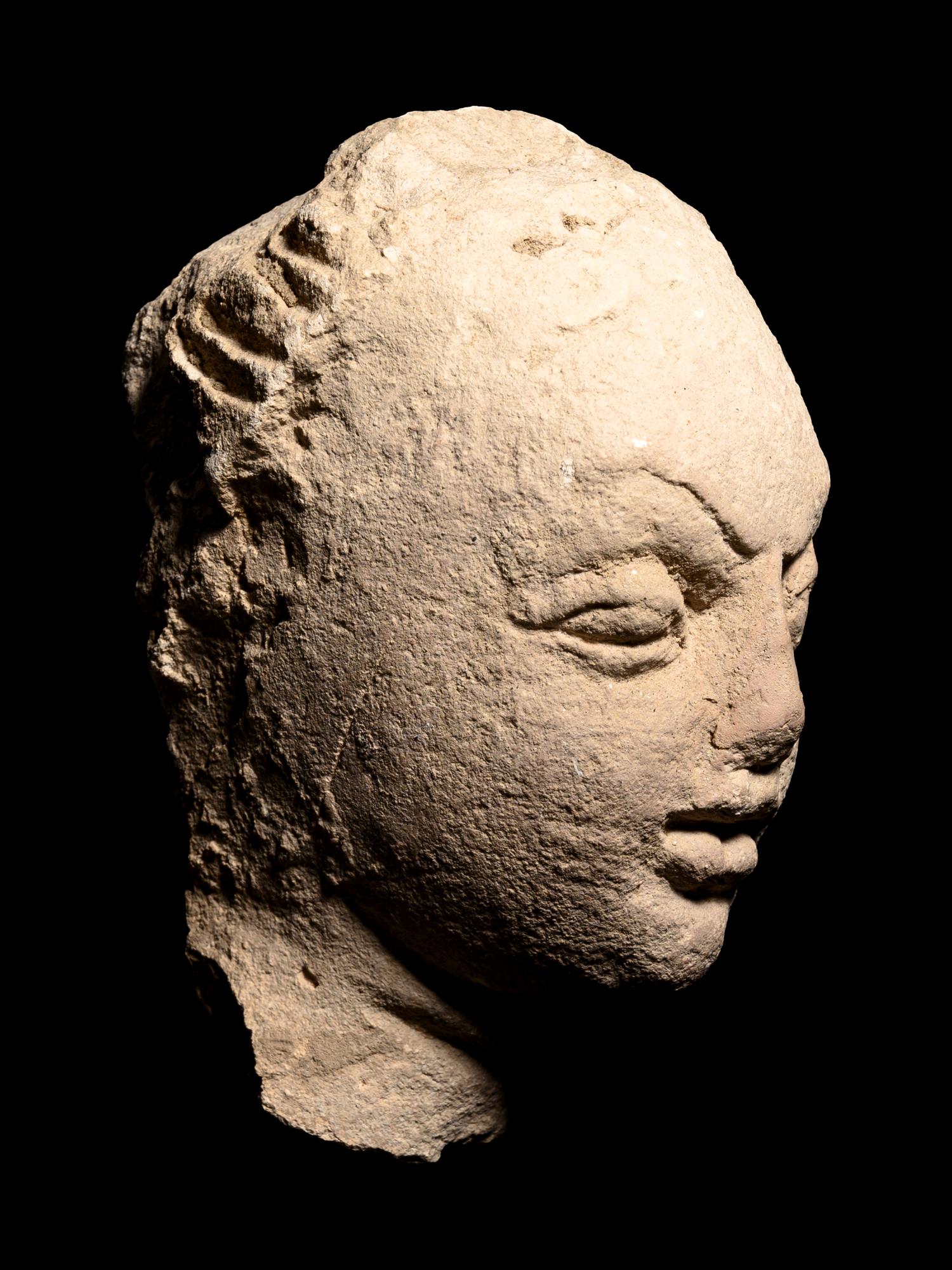 Two Gandharan Fragmentary Stucco Heads