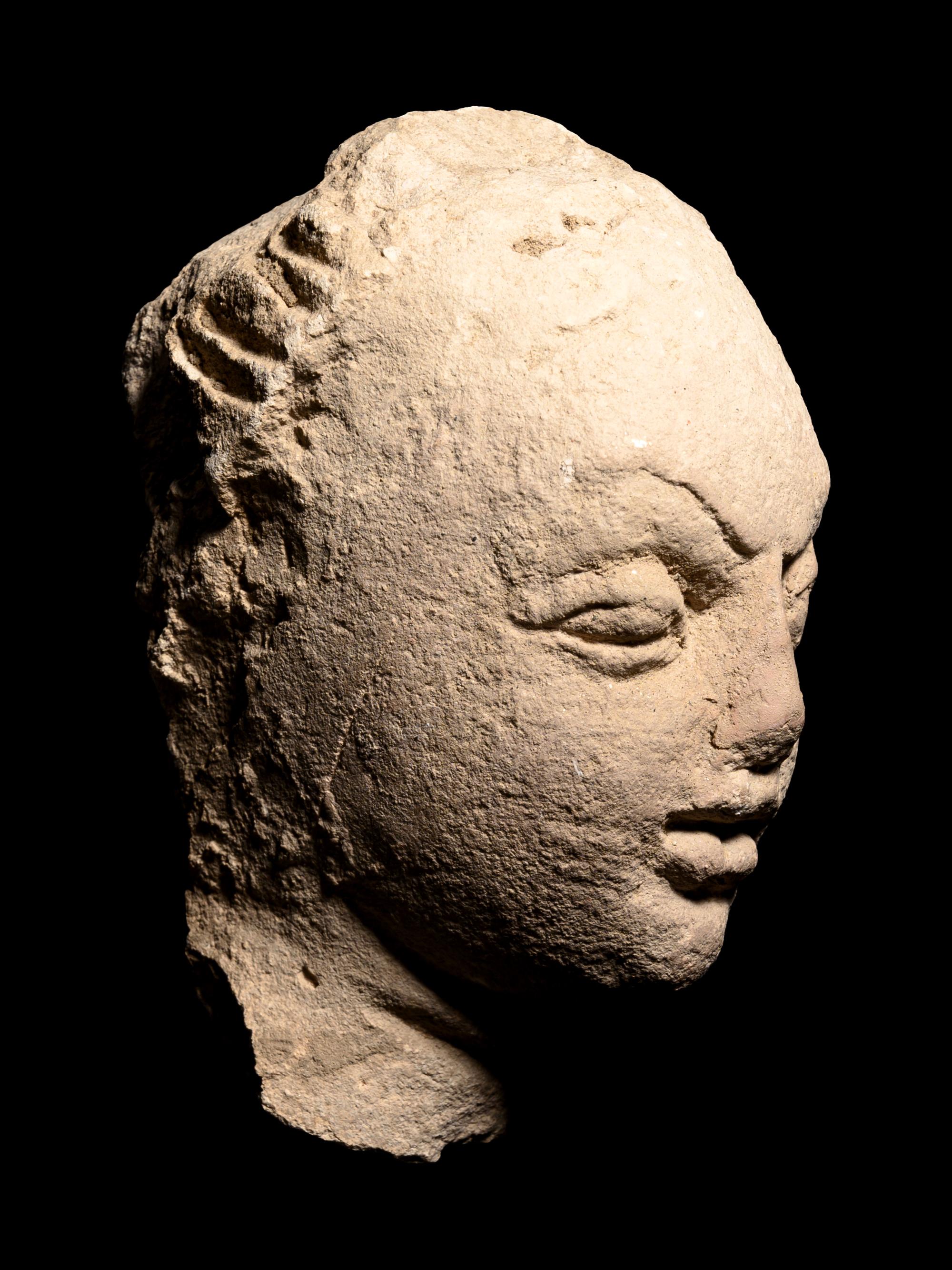 Two Gandharan Fragmentary Stucco Heads