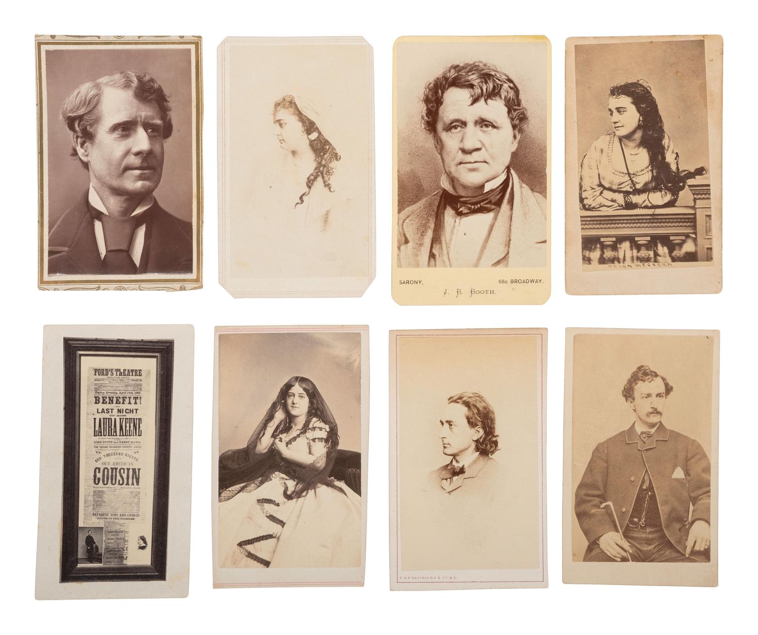 [LINCOLN ASSASSINATION]. A group of 14 CDVs of John Wilkes Booth, his family, love interests, and associates.