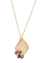YELLOW GOLD, MULTIGEM AND DIAMOND PENDANT/NECKLACE