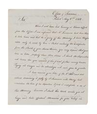 MORRIS, Robert (1734-1806), as U. S. Superintendent of Finance. Letter signed (“Rob’t Morris”), to John Langdon. Office of Finance, Philadelphia, 2 May 1782.
