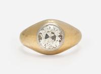 A 14K Yellow Gold and Diamond Men's Ring