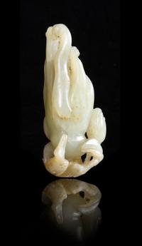 A Pale Celadon Jade Carving of a Buddha's Hand Citron Height 3 inches. — 18TH/19TH CENTURY