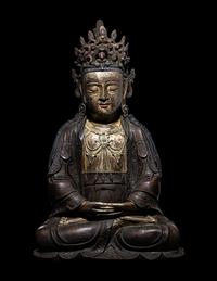 A Chinese Parcel Gilt Bronze Figure of Guanyin