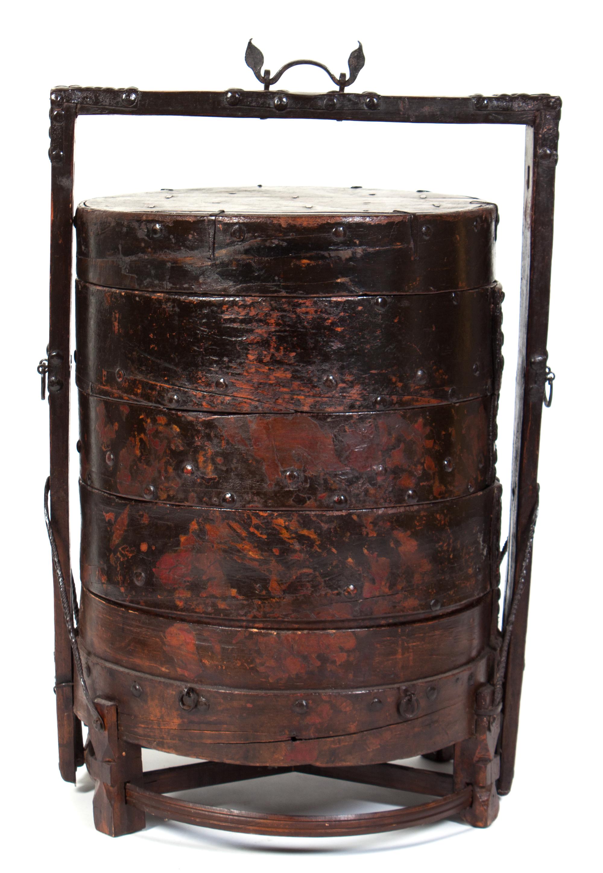 A Large Chinese Iron Mounted Locking Container Height 38 inches. — 19TH CENTURY