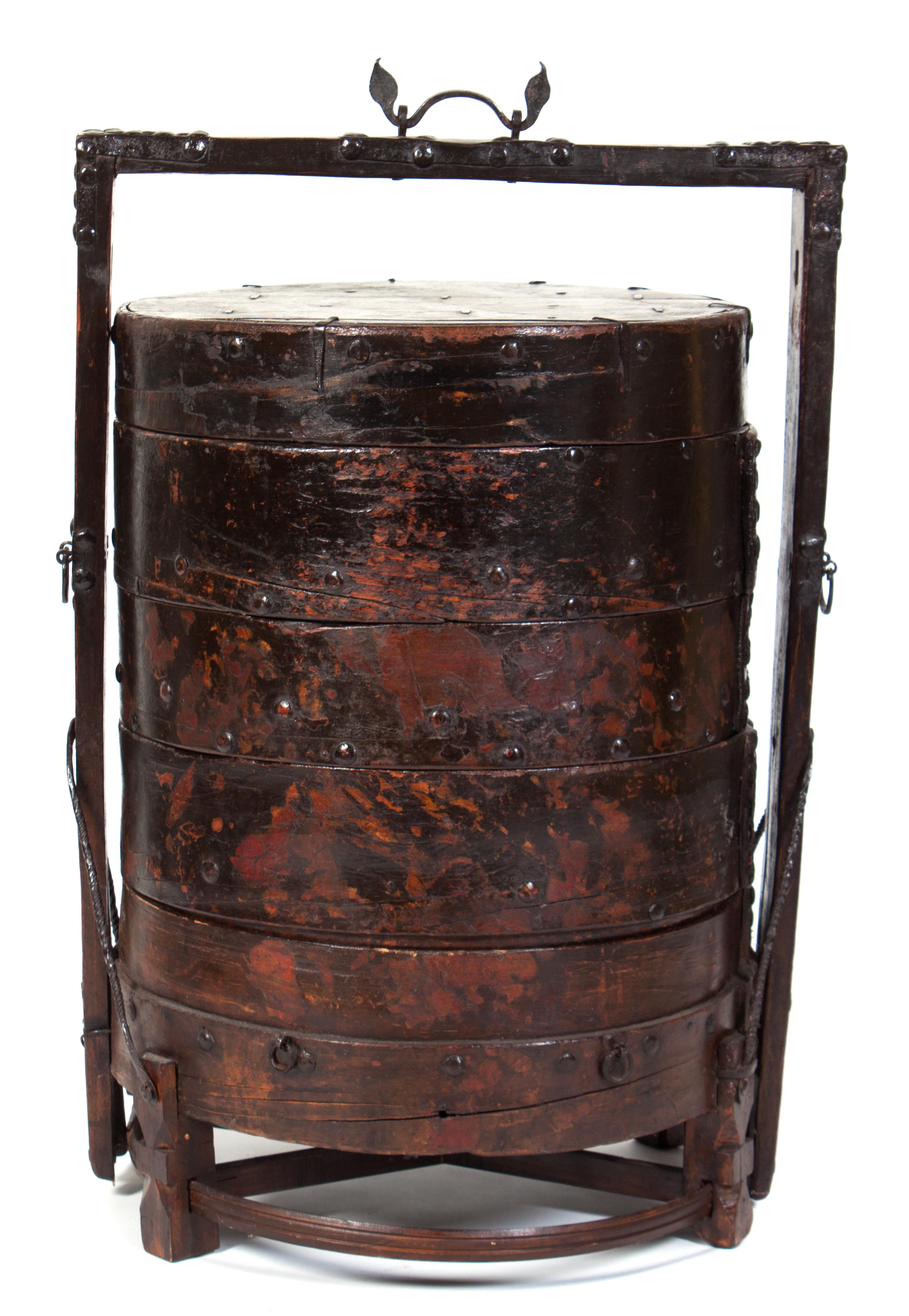 A Large Chinese Iron Mounted Locking Container Height 38 inches. — 19TH CENTURY