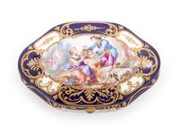 A Sèvres Style Painted and Parcel Gilt Porcelain Table Casket