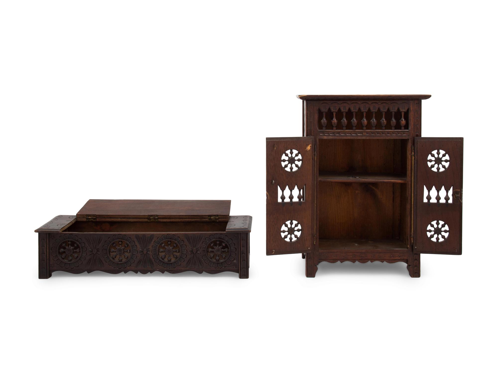 Two Brittany Style Oak Diminutive Furniture Articles