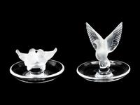 Two Lalique Molded and Frosted Glass Ring Trays