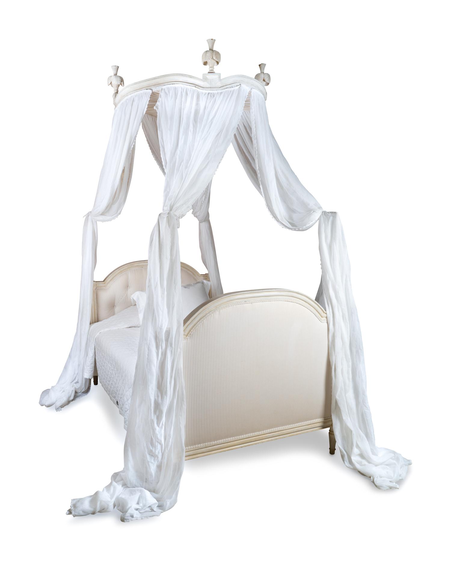 A Pair of Louis XVI Style Carved Wood and Ivory Painted Lits a la Polonaise — 20TH CENTURY