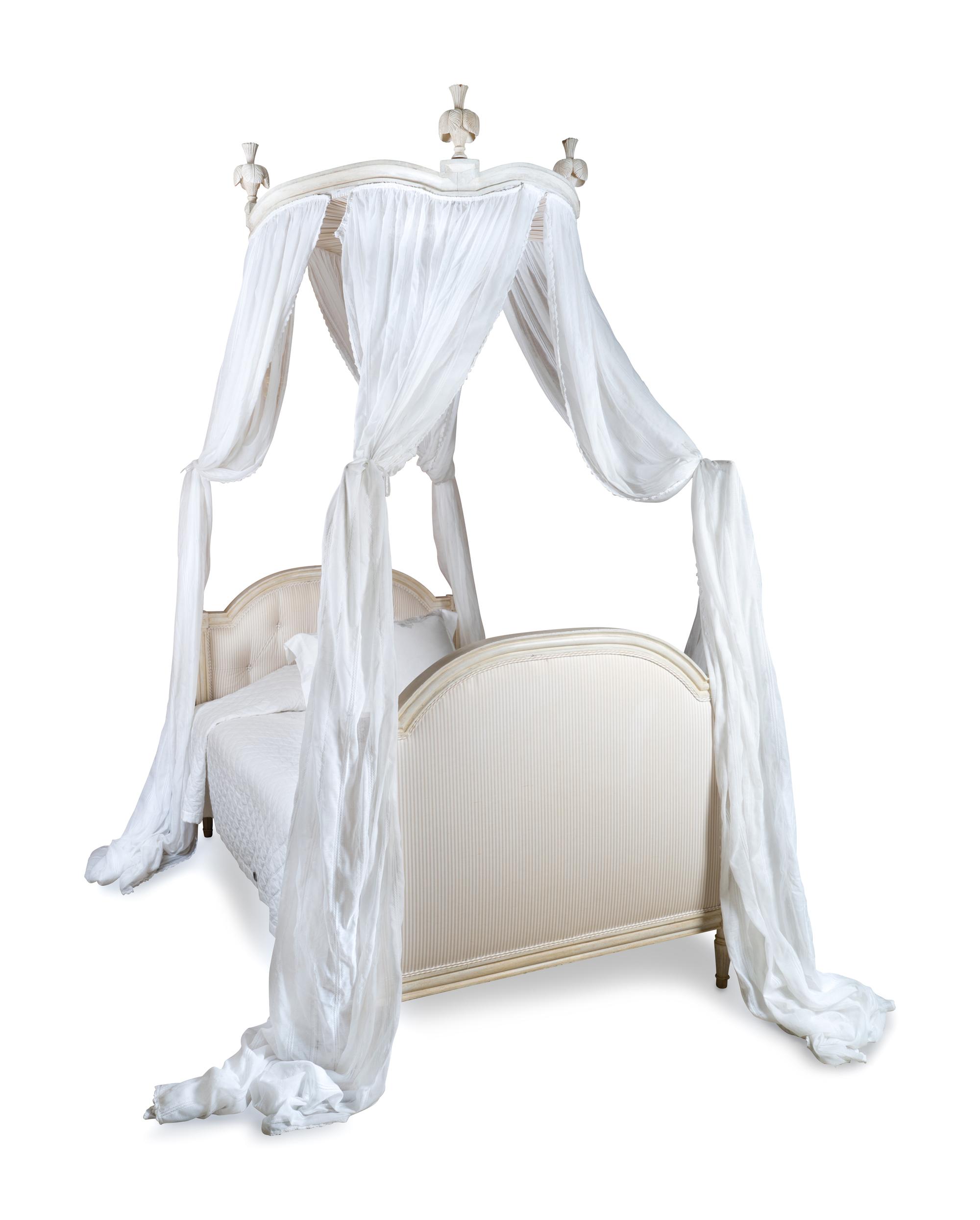 A Pair of Louis XVI Style Carved Wood and Ivory Painted Lits a la Polonaise — 20TH CENTURY