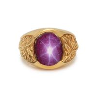 YELLOW GOLD AND STAR RUBY RING