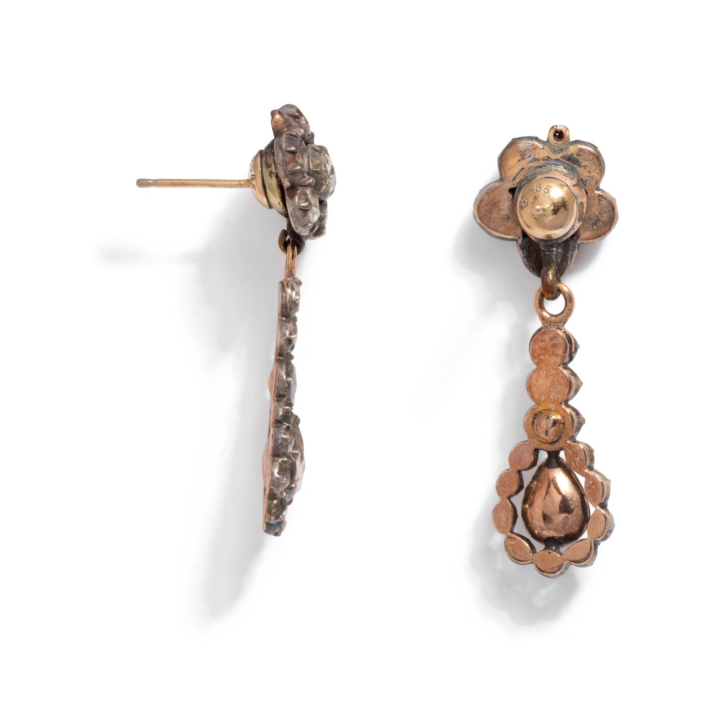 GEORGIAN, ROSE CUT DIAMOND EARRINGS