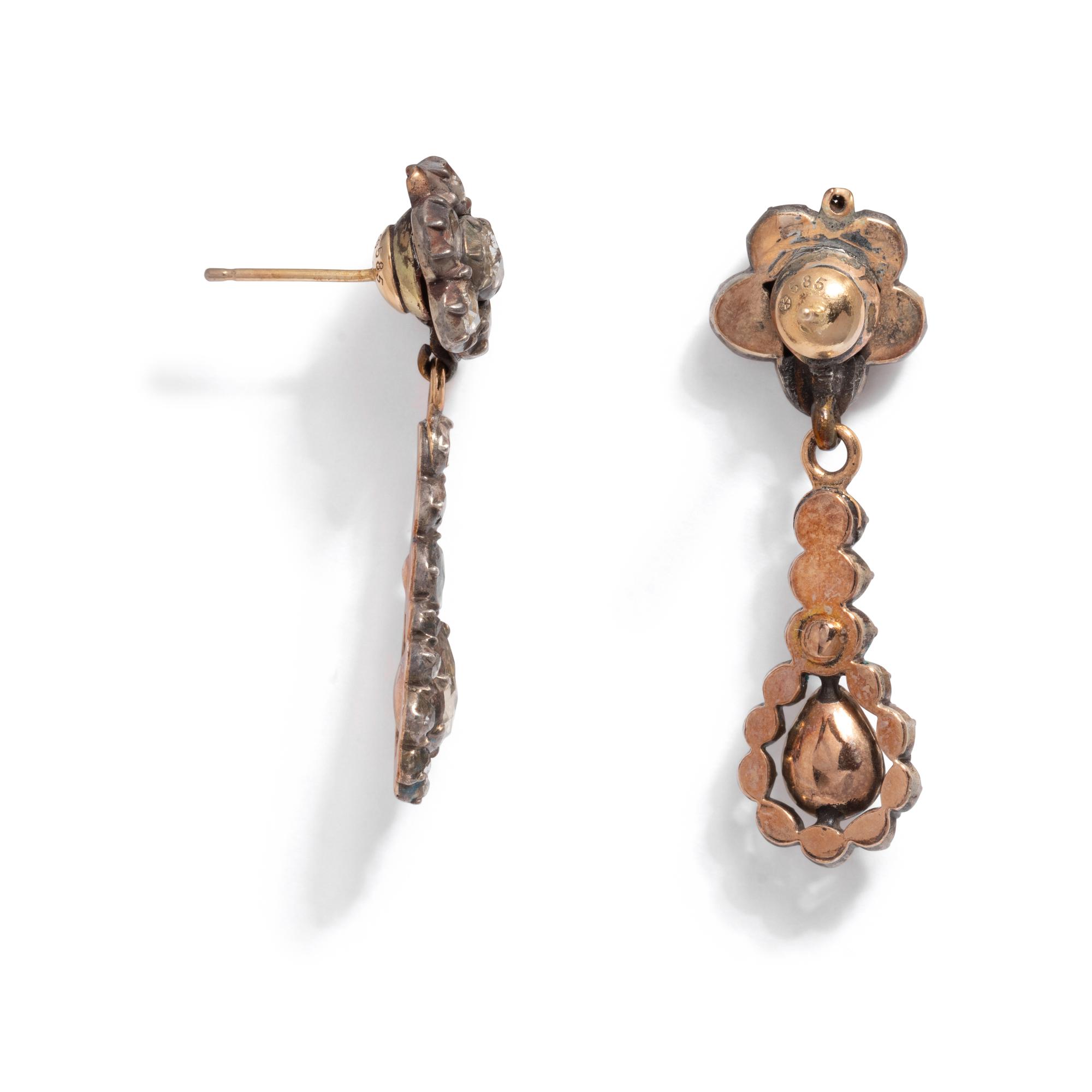 GEORGIAN, ROSE CUT DIAMOND EARRINGS