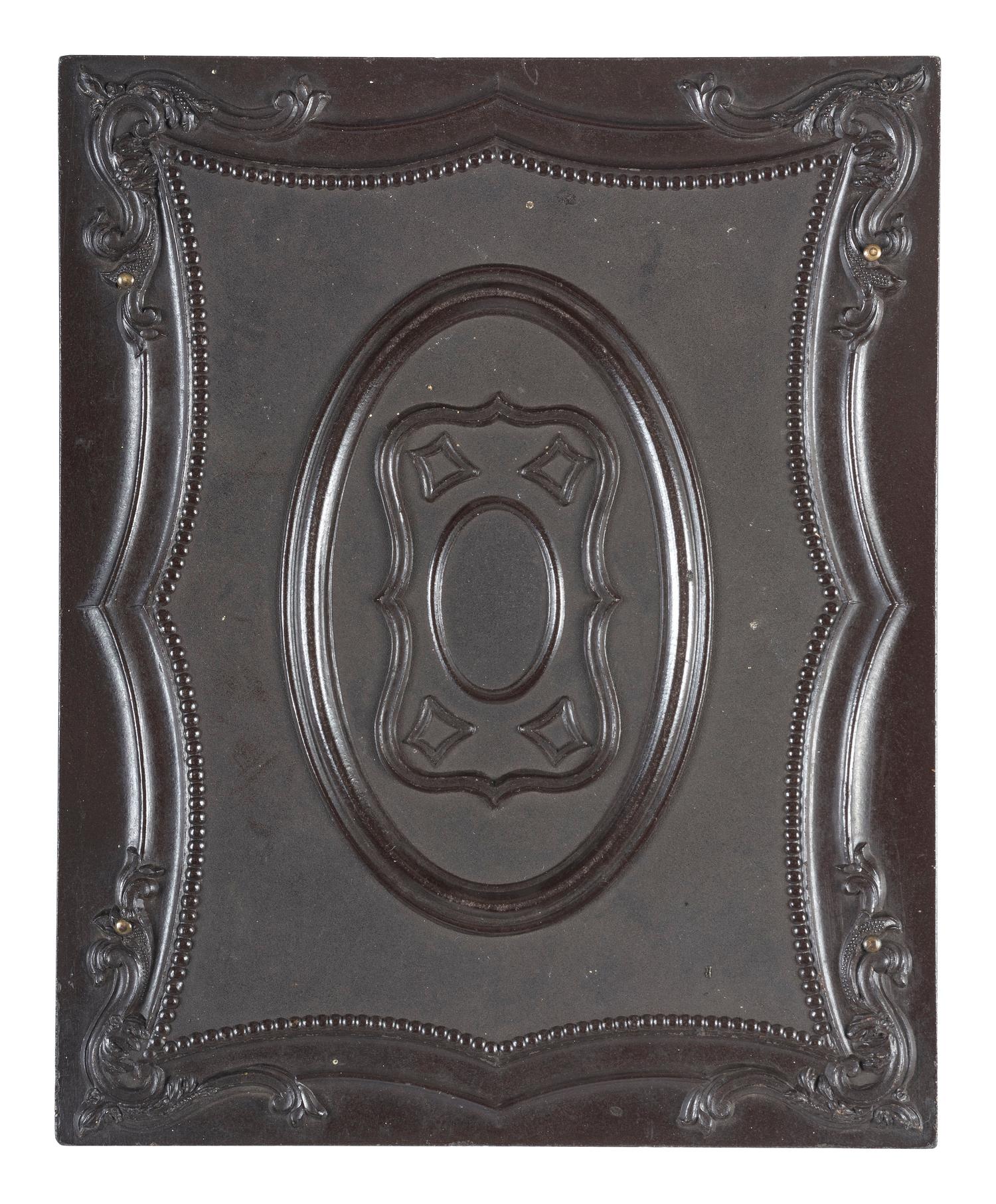 [EARLY PHOTOGRAPHY]. Double half plate Union case with geometric design.