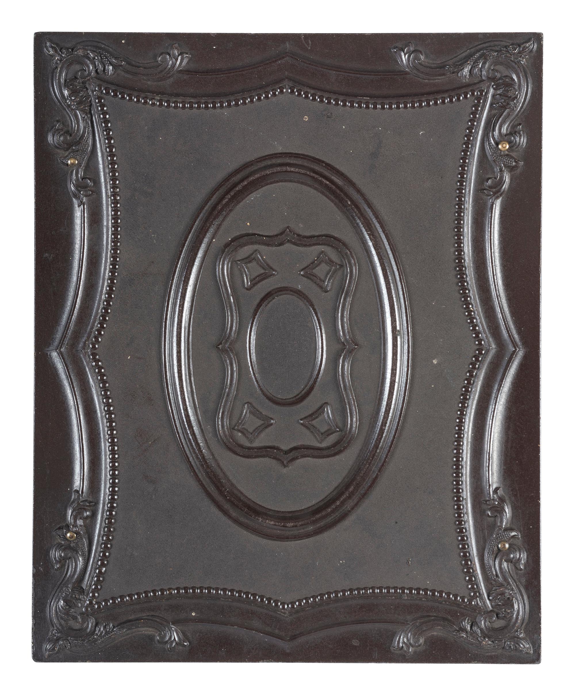 [EARLY PHOTOGRAPHY]. Double half plate Union case with geometric design.