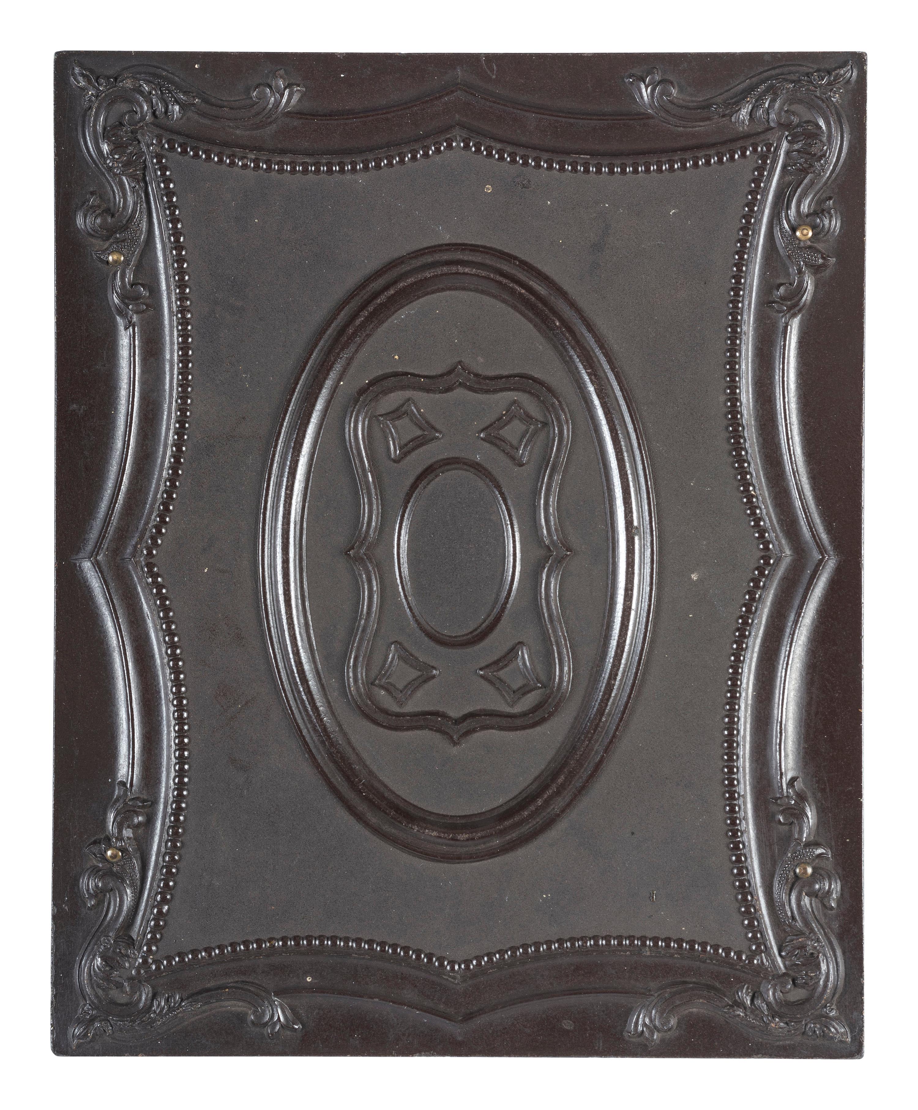 [EARLY PHOTOGRAPHY]. Double half plate Union case with geometric design.