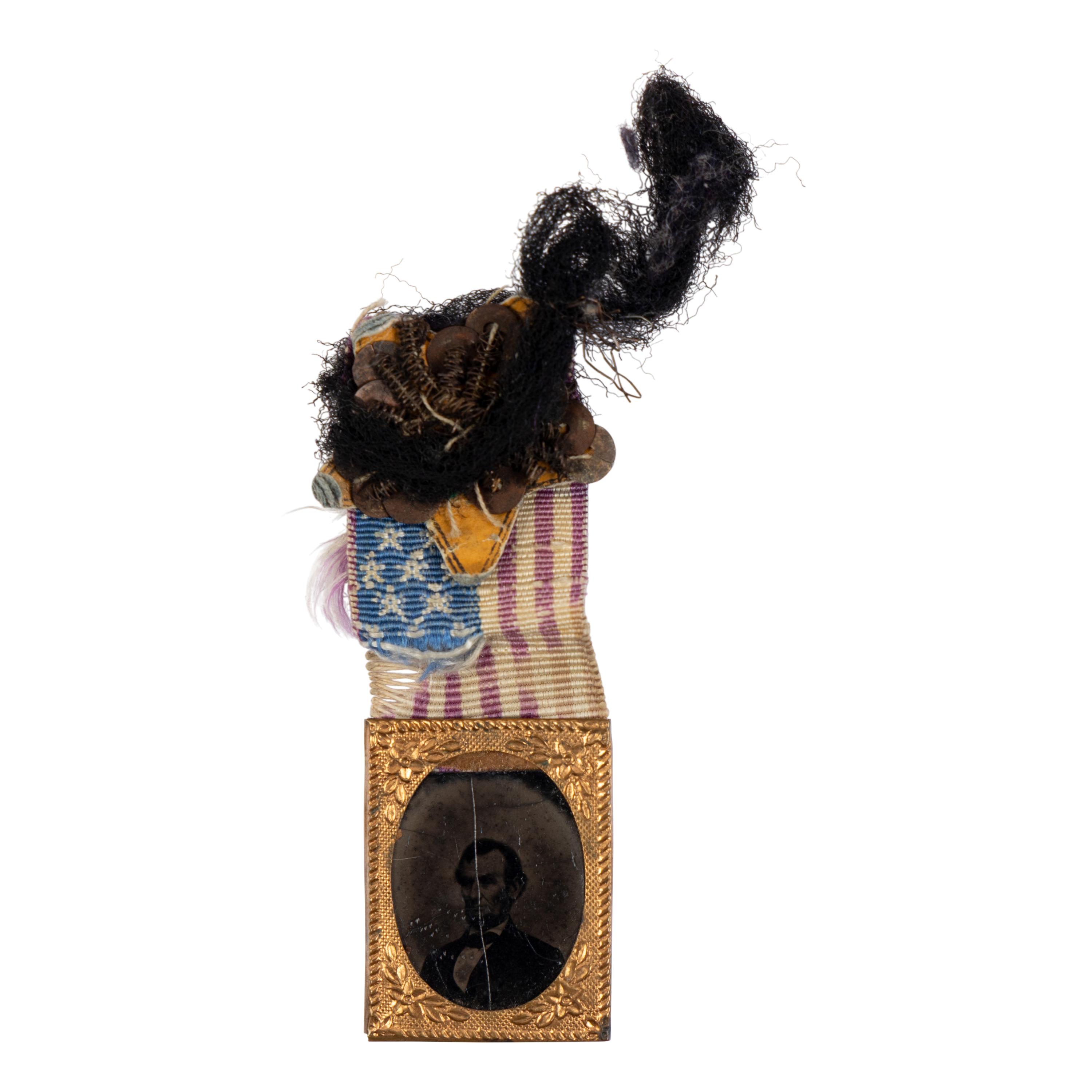 [LINCOLN FUNERAL]. A group of 4 mourning badges and 1 campaign badge, comprising: