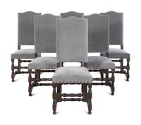 A Set of Six Contemporary Baroque Style Walnut Dining Chairs