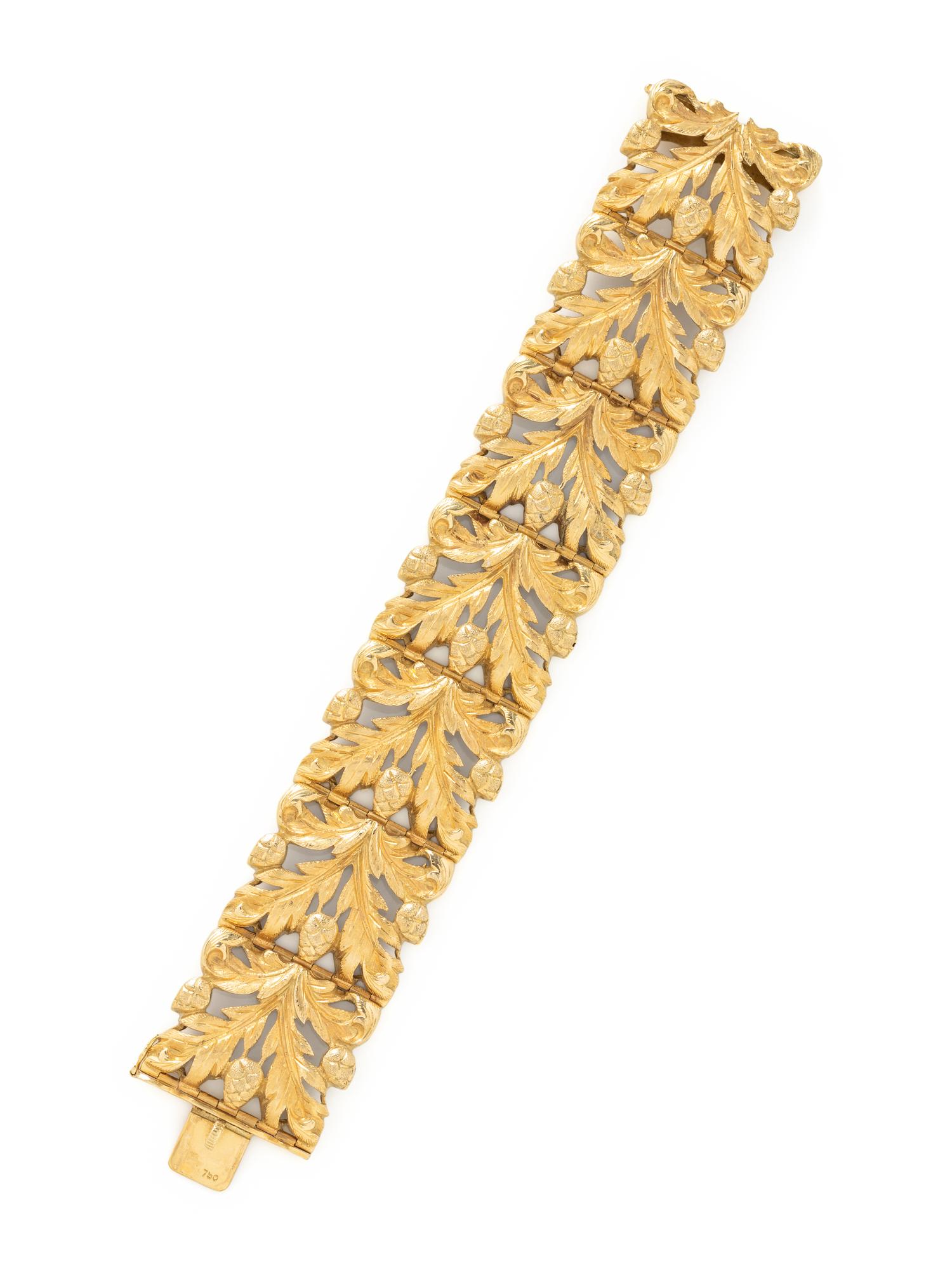 YELLOW GOLD LEAF MOTIF BRACELET