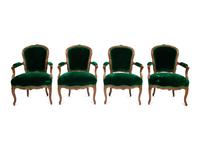 Four Louis XV Style Walnut Fauteuils